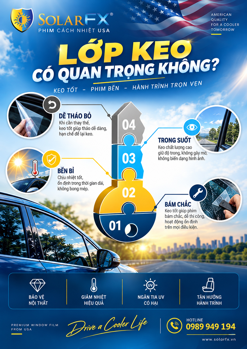 LỚP KEO TRONG FILM CÁCH NHIỆT QUAN TRỌNG THẾ NÀO?