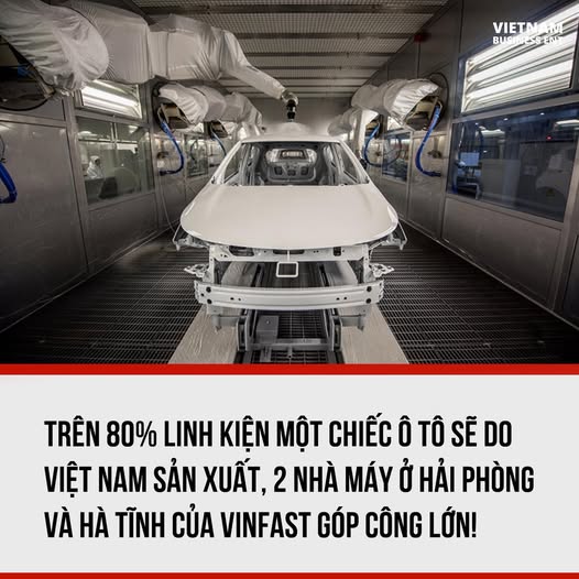 🇻🇳 84% linh kiện ô tô VinFast sẽ được sản xuất tại Việt Nam vào năm 2026