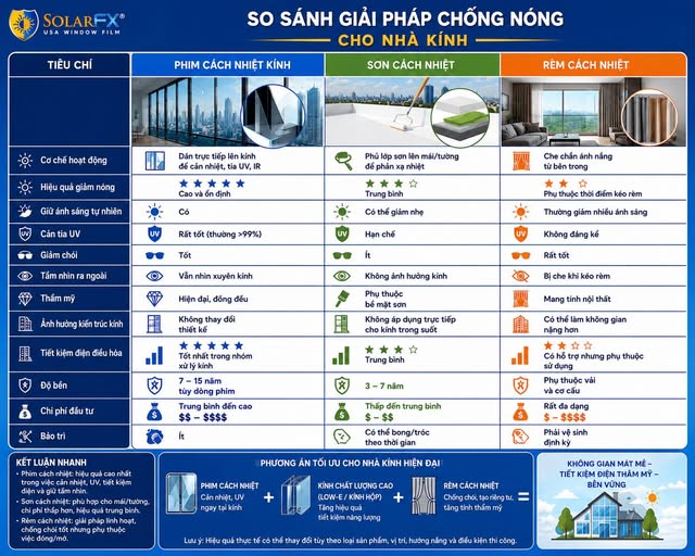 SO SÁNH NHỮNG GIẢI PHÁP CÁCH NHIỆT TƯƠNG ĐỒNG!