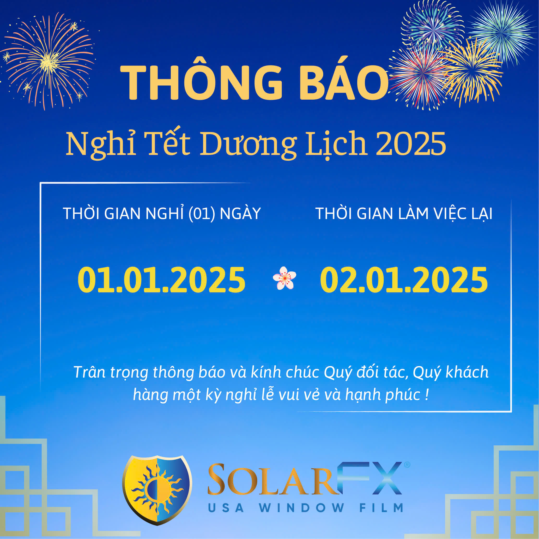 THÔNG BÁO - NGHỈ TẾT DƯƠNG LỊCH 2025 